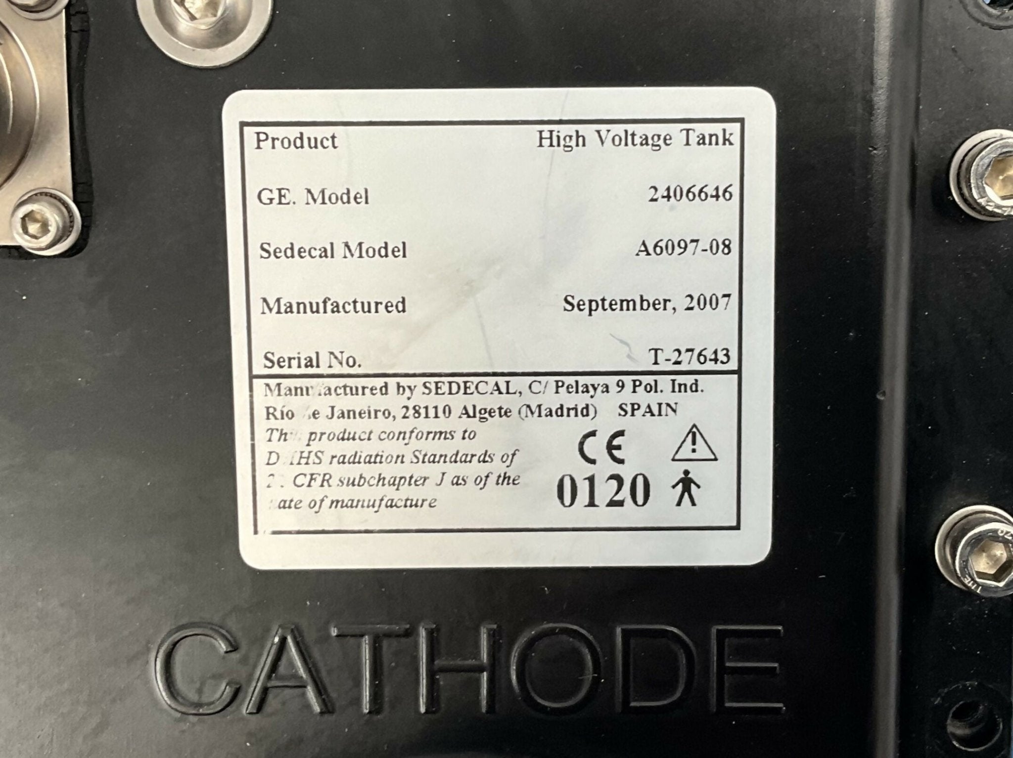 HIGH VOLTAGE TANK (2406646/A6097-08 GE