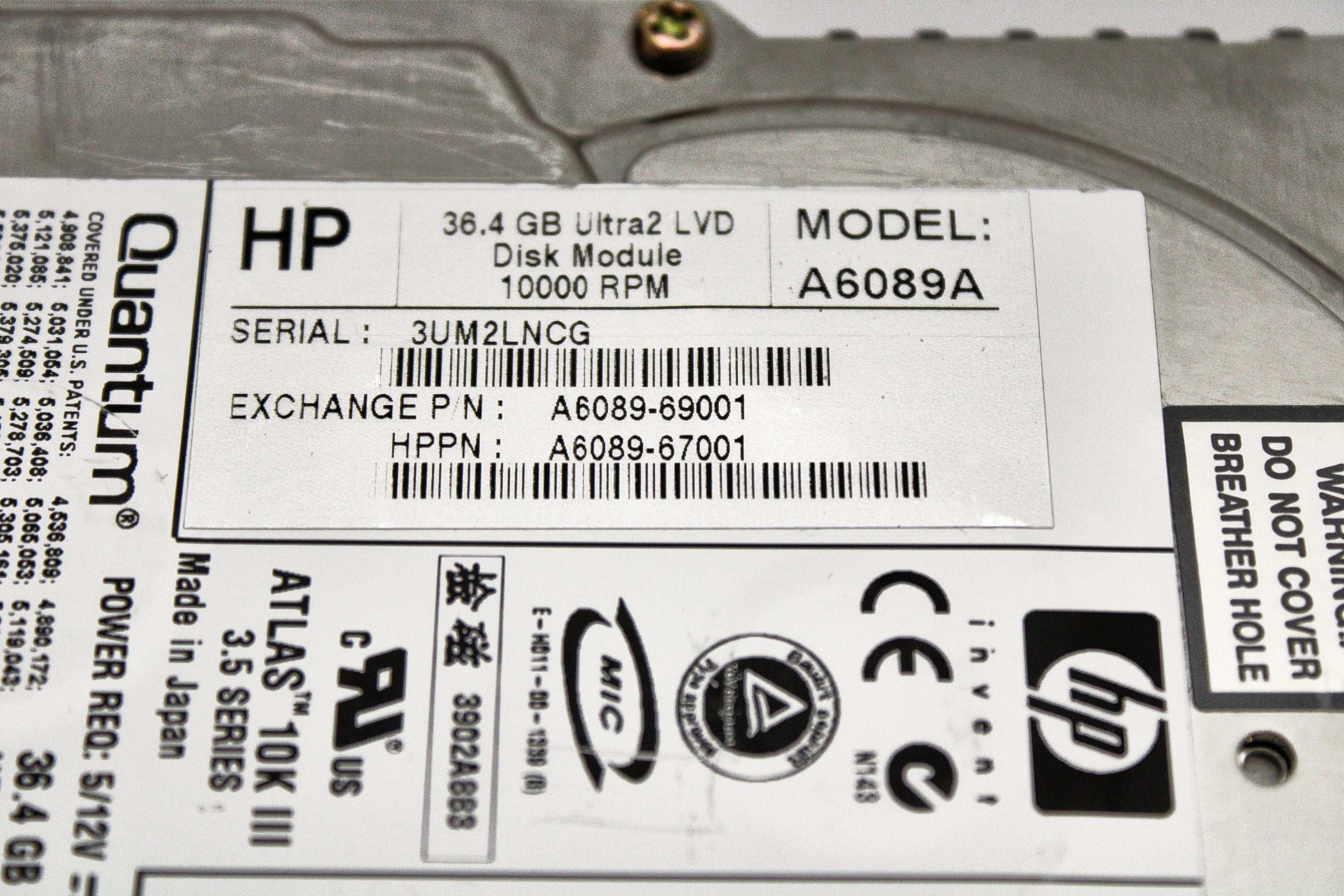 HP A6089A 36GB 10K LVD SCSI DRIVE (N4000/RP7400)