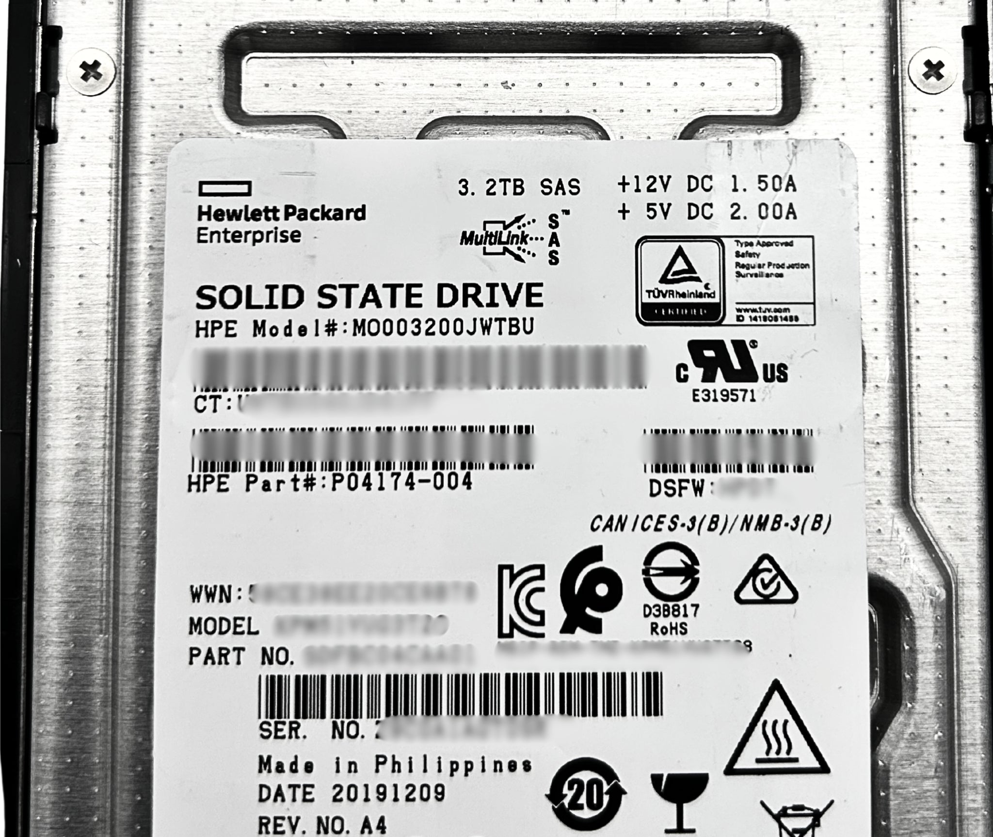 HP MO003200JWTBU 3.2TB SAS 12G MU SFF SC PM5 SSD