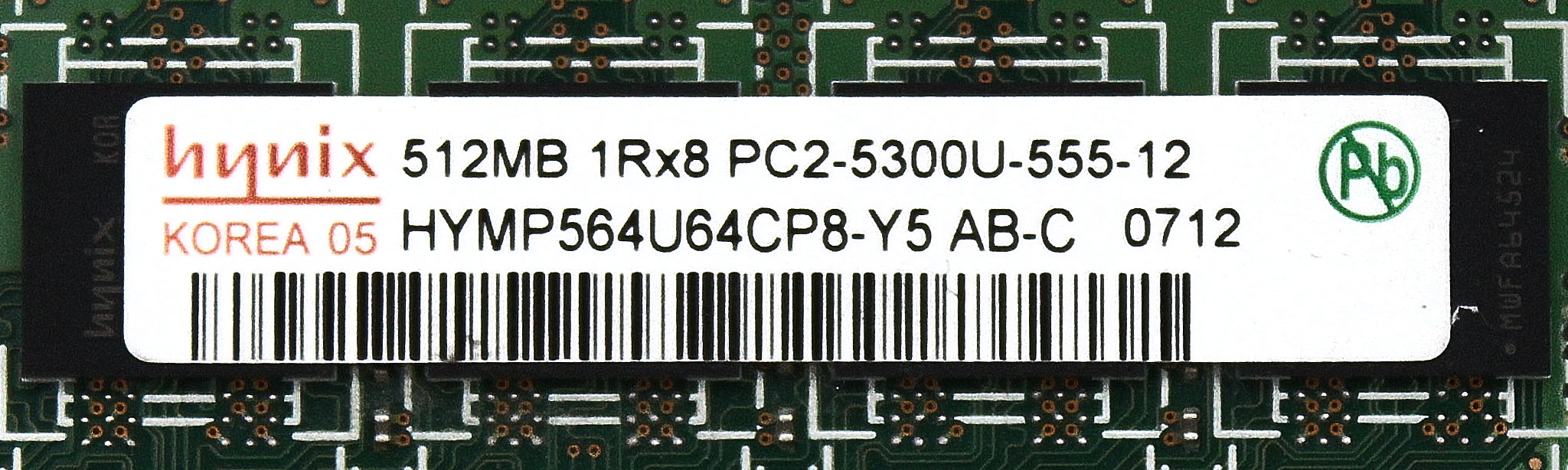 Hynix HYMP564U64CP8-Y5 512MB PC2-5300U DDR2-667 1RX8 N-ECC