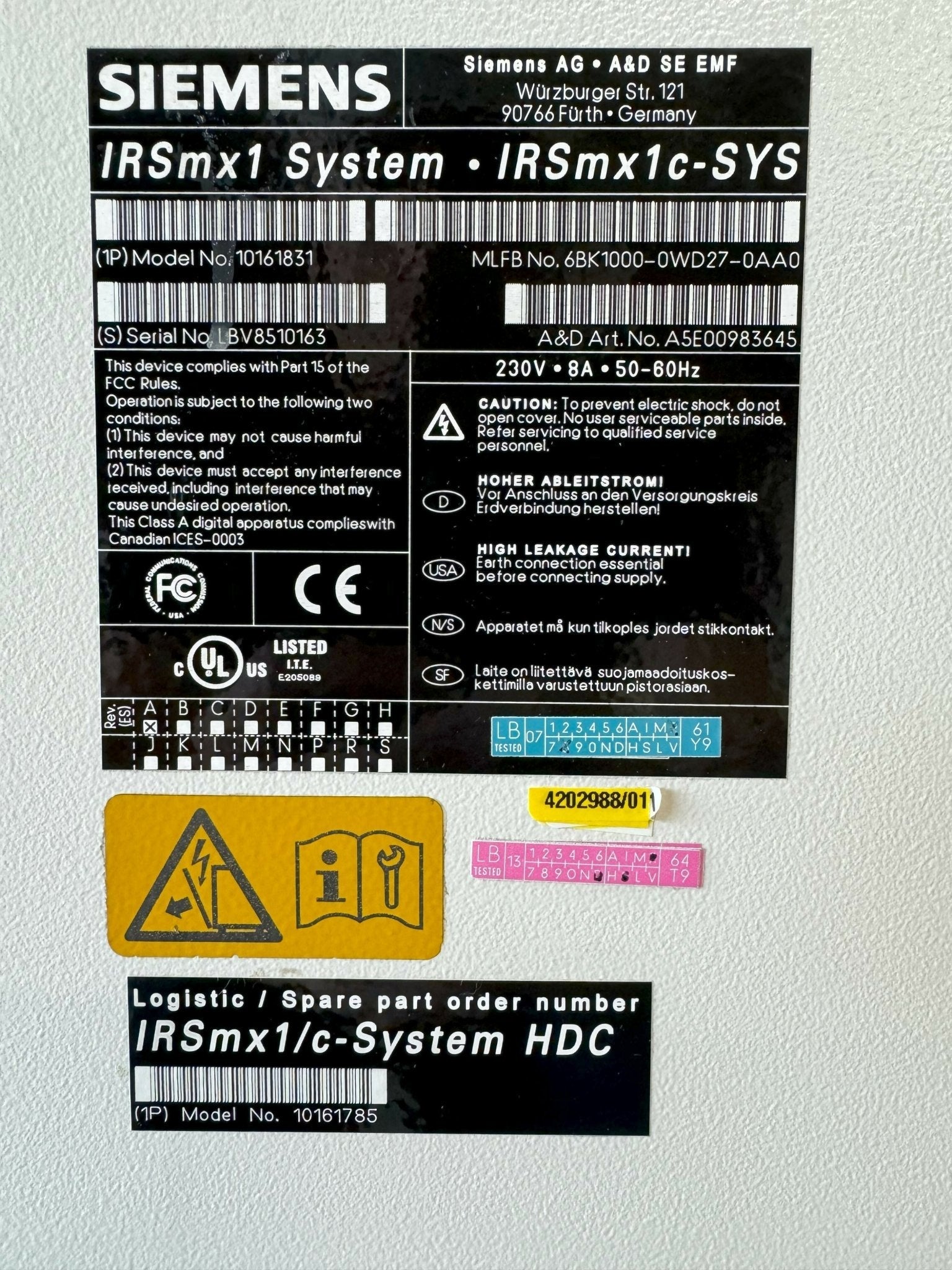 IRSmx1c System HDC (10161785 SIEMENS