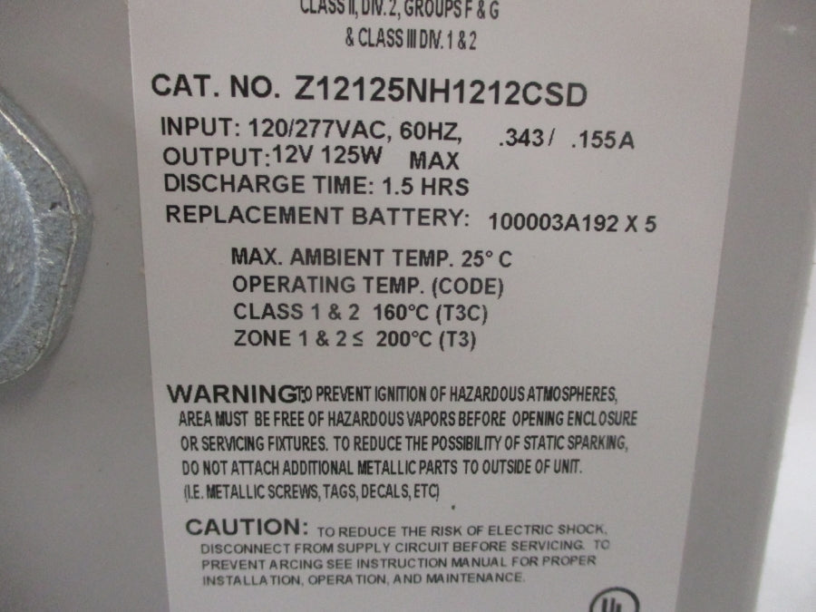 LITHONIA Z12125NH1212CSD 120/277VAC 0.343/0.155A NSMP
