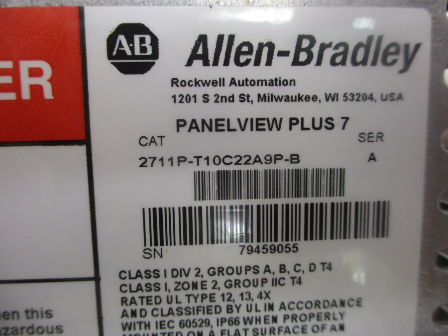 ALLEN BRADLEY 2711P-T10C22A9P-B SER. A 100-240VAC NSMP