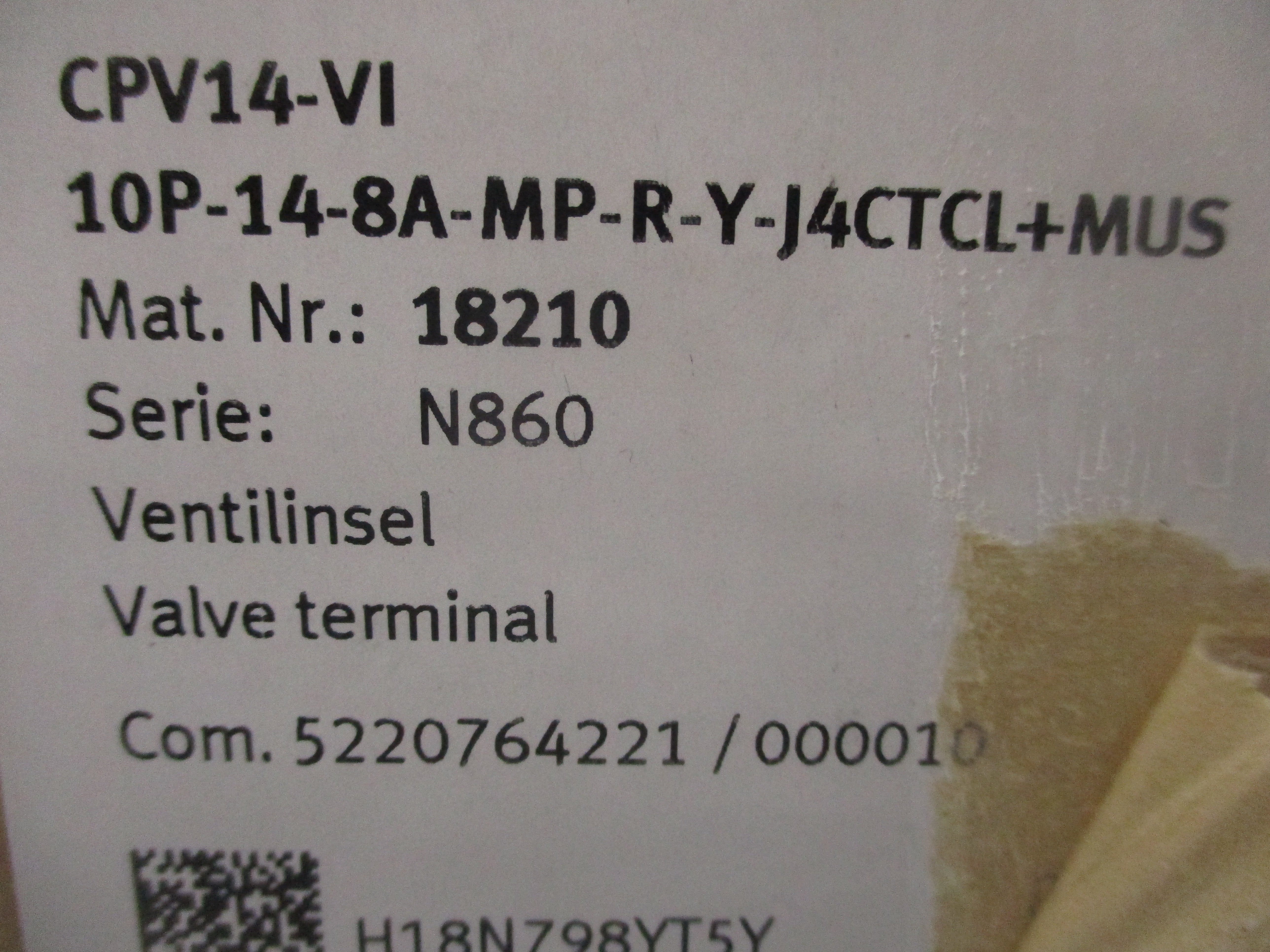 FESTO 10P-14-8A-MP-R-Y-J4CTCL+MUS 18210 NSMP