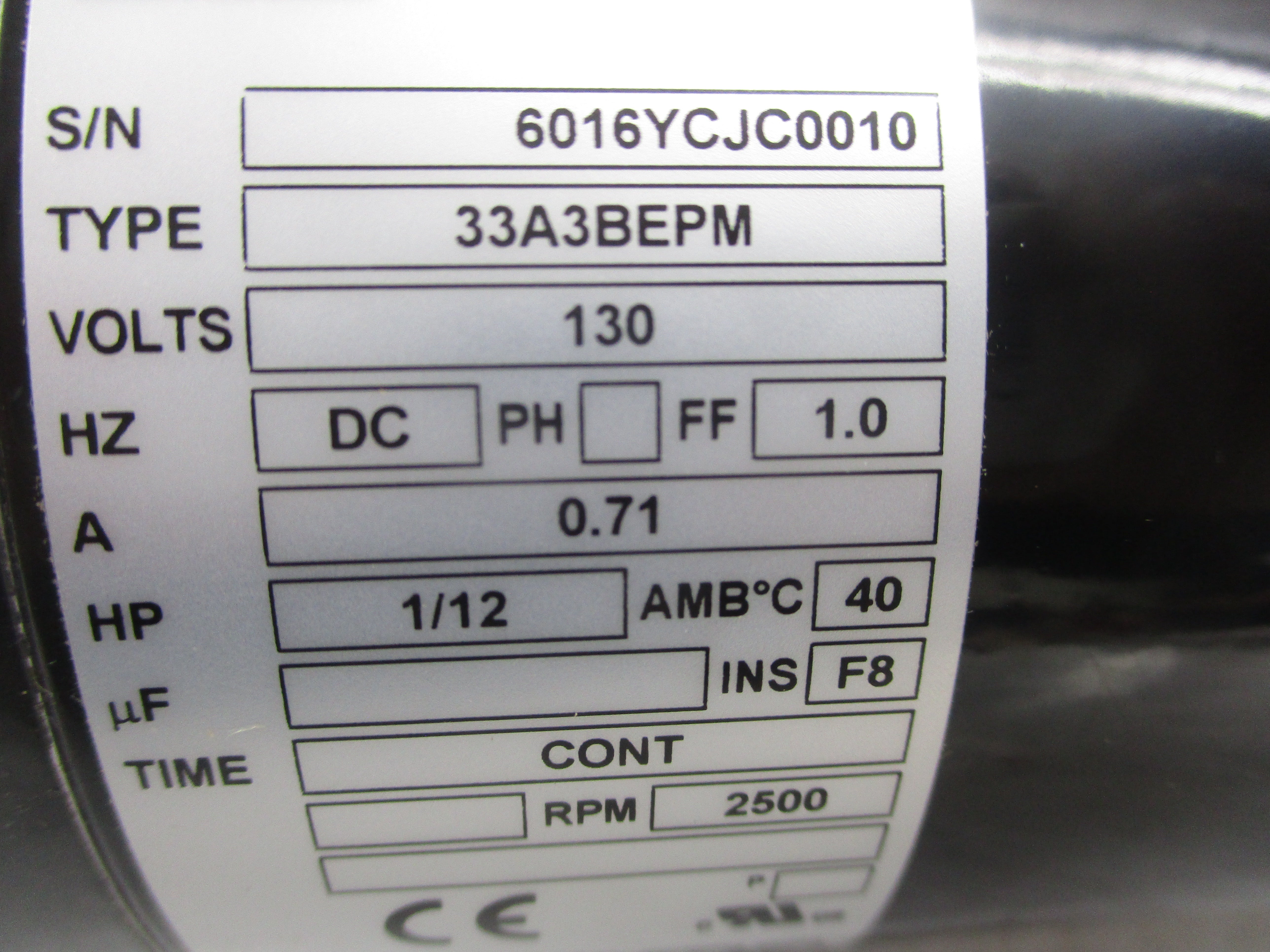 BODINE 33A3BEPM 6016YC 130V NSMP