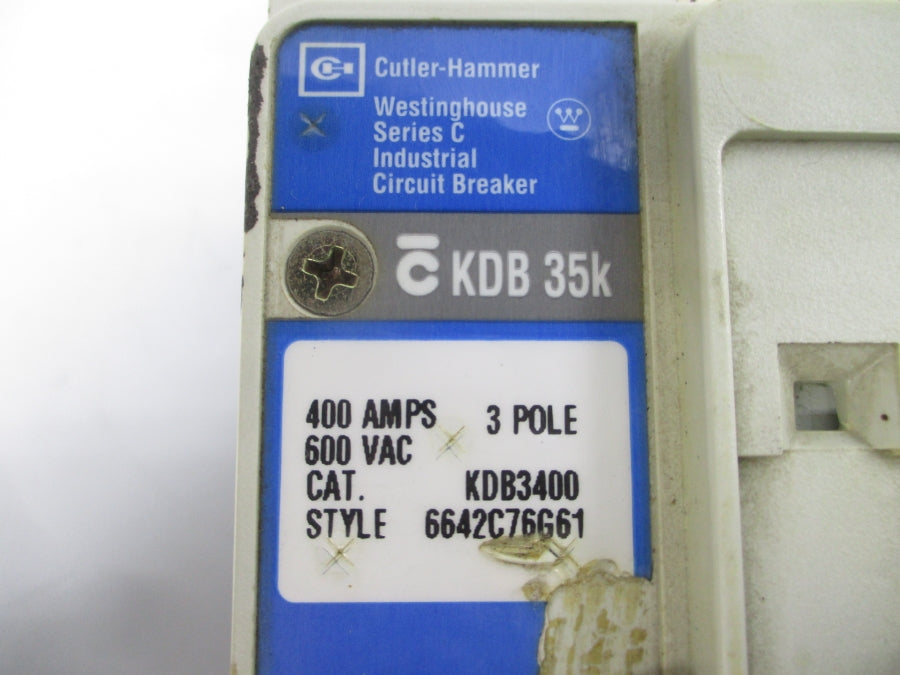 CUTLER HAMMER KDB3400 6642C76G61 SER. C 600VAC 400A UNMP