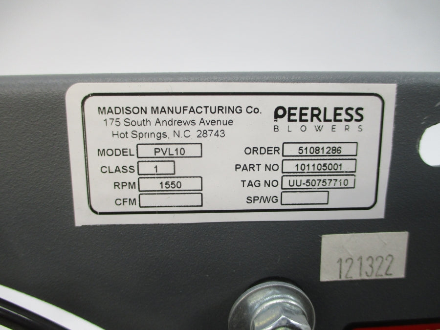 PEERLESS BLOWERS PVL10 101105001 115V 1.3A NSNP
