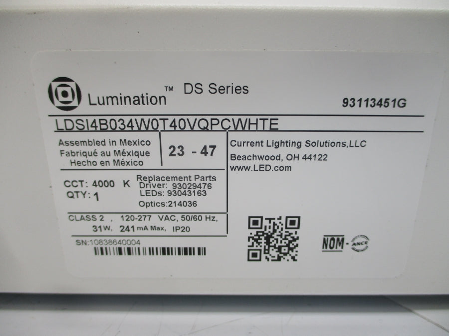 CURRENT LIGHTING SOLUTIONS LDSI4B034W0T40VQPCWHTE 120-277VAC NSNP