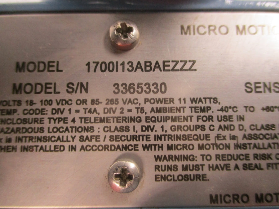 MICRO MOTION 1700I13ABAEZZZ 85-265VAC UNMP