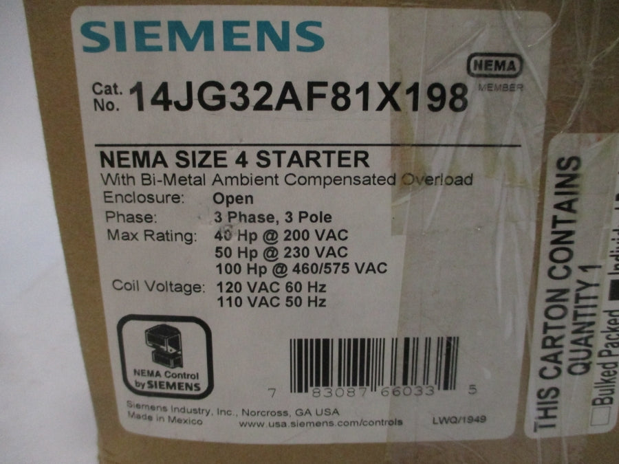 SIEMENS 14JG32AF81X198 110/120V 135A NSMP