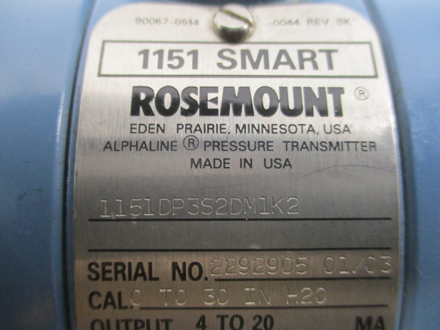 ROSEMOUNT 1151DP3S2DM1K2 45VDC 300PSI NSNP