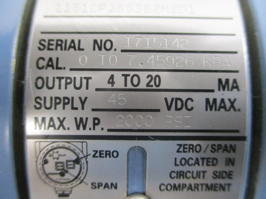 ROSEMOUNT 1151DP3S53B2M2D1 45VDC 2000PSI NSNP