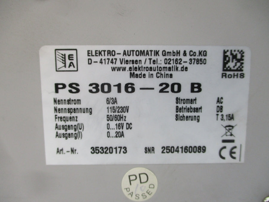 ELEKTRO-AUTOMATIK EA-PS3016-20B 35320173 115/230V 6/3A NSNP