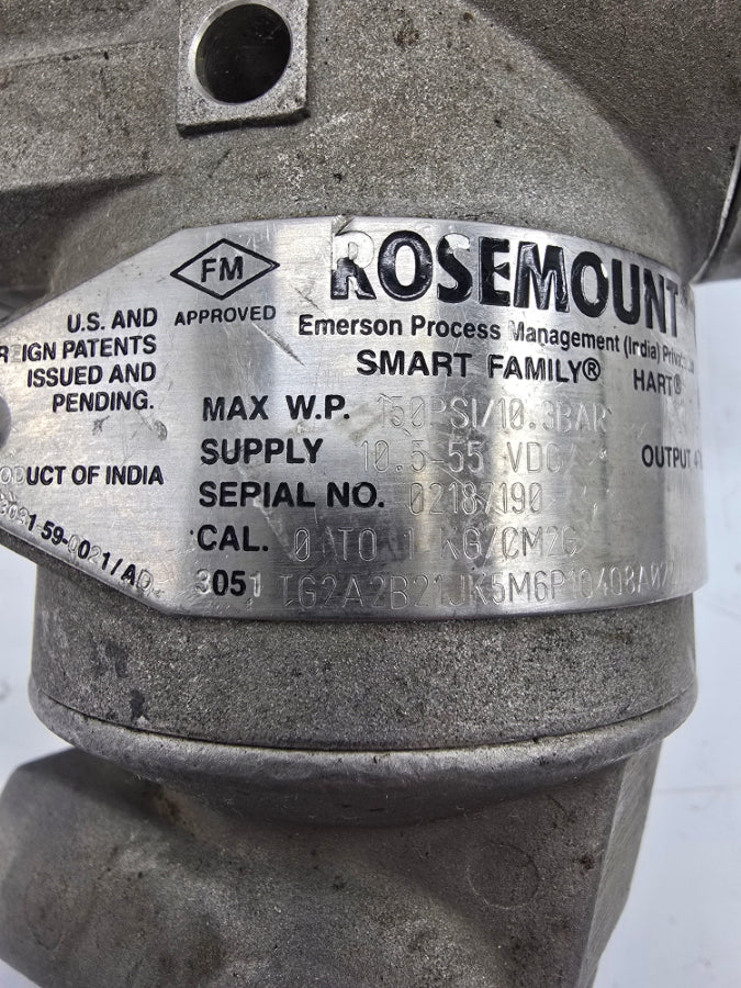 ROSEMOUNT 3051TG2A2B21JK5M6P1Q4Q8A0227 10.5-55VDC 150PSI UNMP