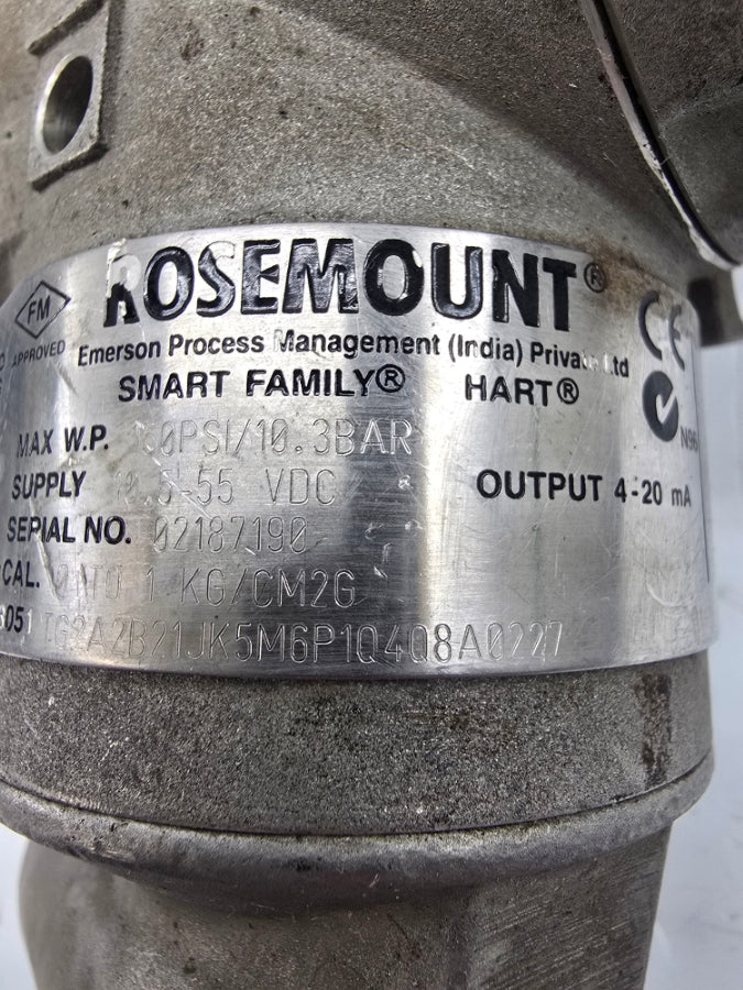 ROSEMOUNT 3051TG2A2B21JK5M6P1Q4Q8A0227 10.5-55VDC 150PSI UNMP