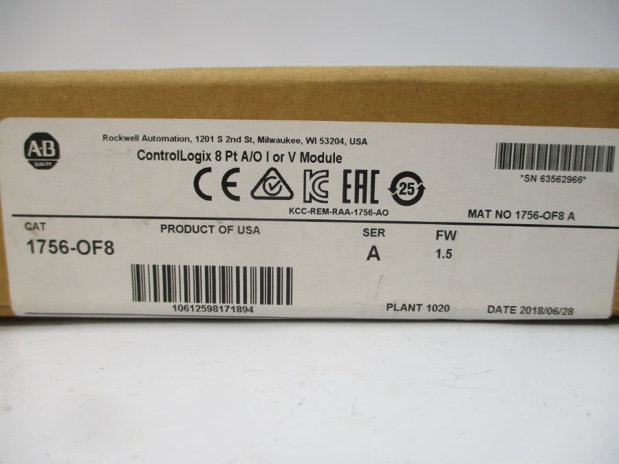 ALLEN BRADLEY 1756-OF8 SER. A F/W 1.5 DATE: 2018 NSFS