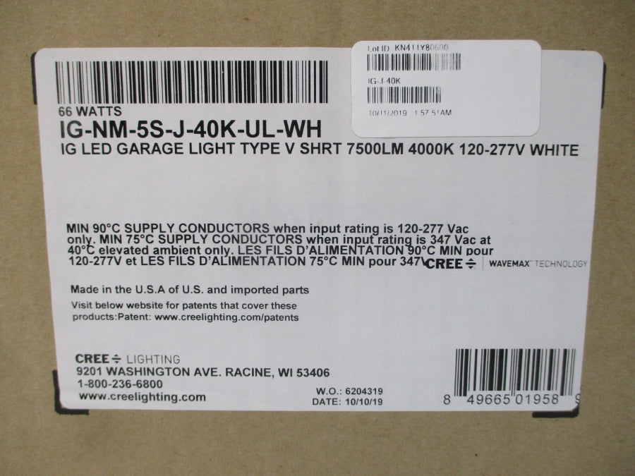 CREE LIGHTING IG-NM-5S-J-40K-UL-WH 120-277VAC NSFS