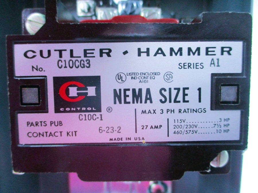 CUTLER HAMMER C10CG3A SER. A1 110/120V 27A NSMP