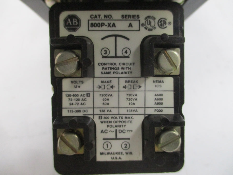 ALLEN BRADLEY 800P-1F2BBS SER. C 600V 60A (BR/YL) NSMP