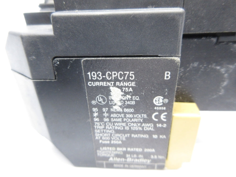 ALLEN BRADLEY 193-CPC75 SER. B 60-75A NSNP