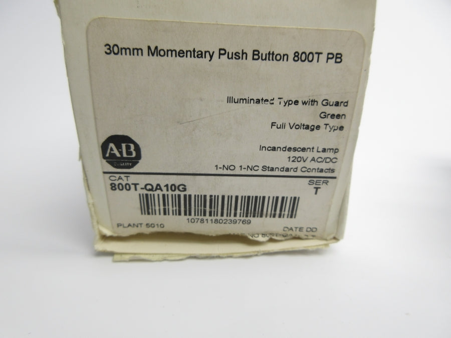 ALLEN BRADLEY 800T-QA10G SER. T 120VAC/DC (W/ GUARD) (WH) NSMP