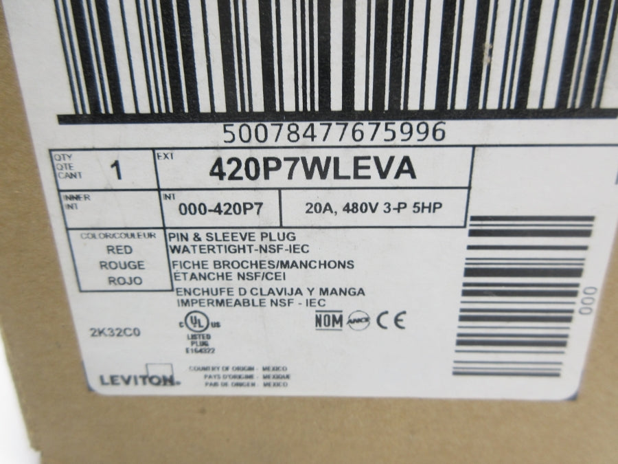 LEVITON 420P4WLEVA 480V 20A NSMP