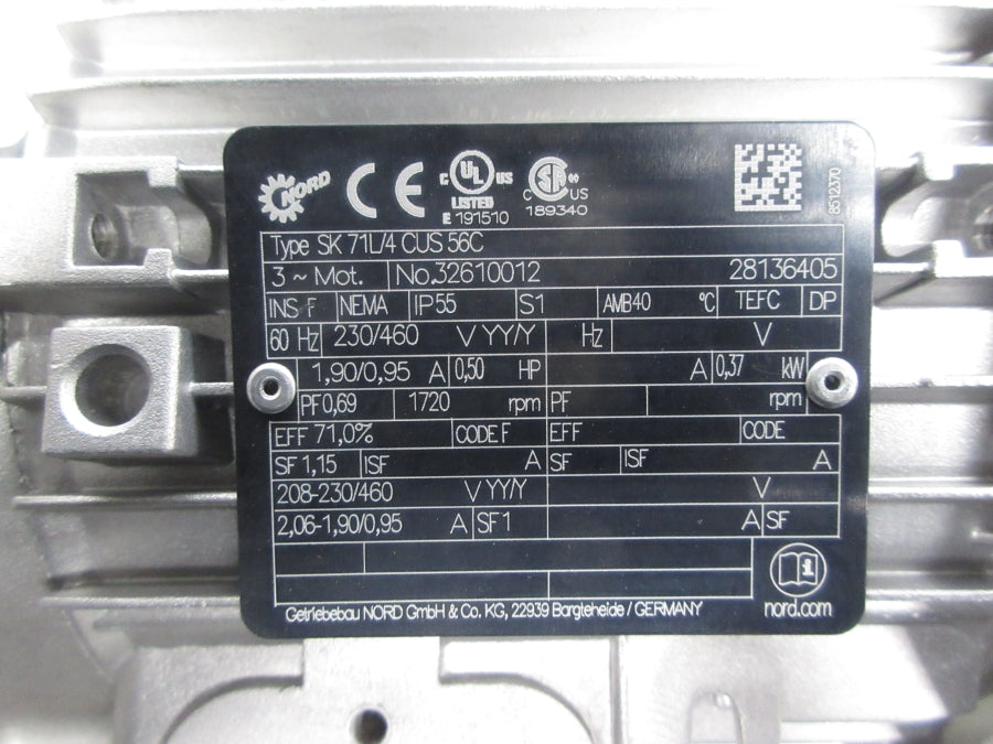 NORD SK71L/4CUS56C 230/460V 1.90/0.95A NSNP