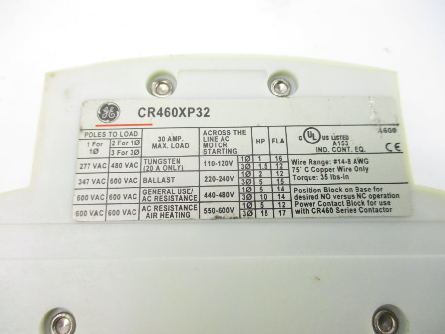 GENERAL ELECTRIC CR460XP32 600VAC 30A NSNP