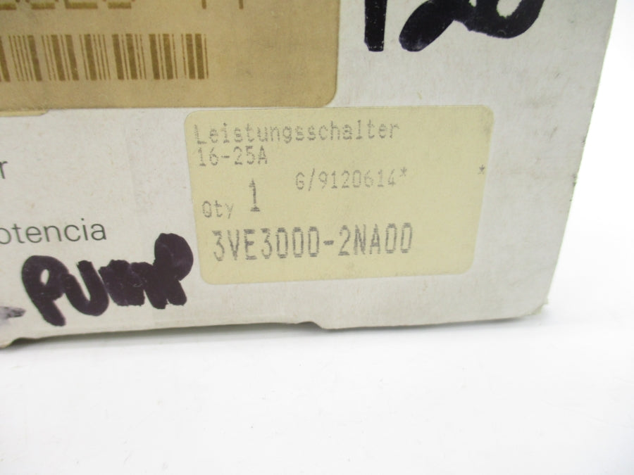 SIEMENS 3VE3000-2NA00 600VAC 16-25A NSMP