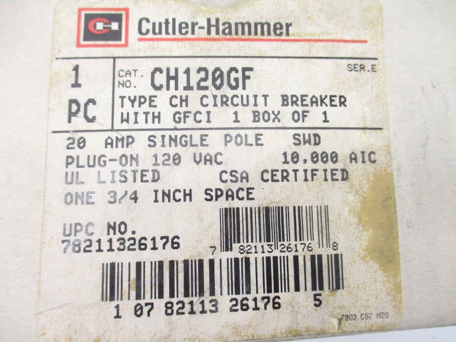 CUTLER HAMMER CH120GF SER. E 120VAC 20A NSMP