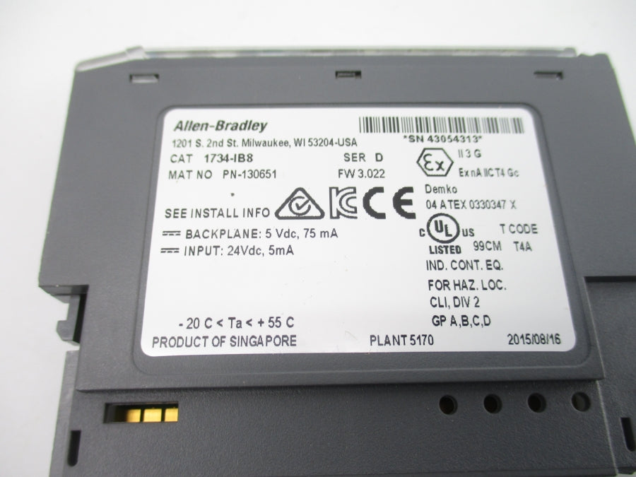 ALLEN BRADLEY 1734-IB8 SER. D F/W 3.002 24VDC NSNP