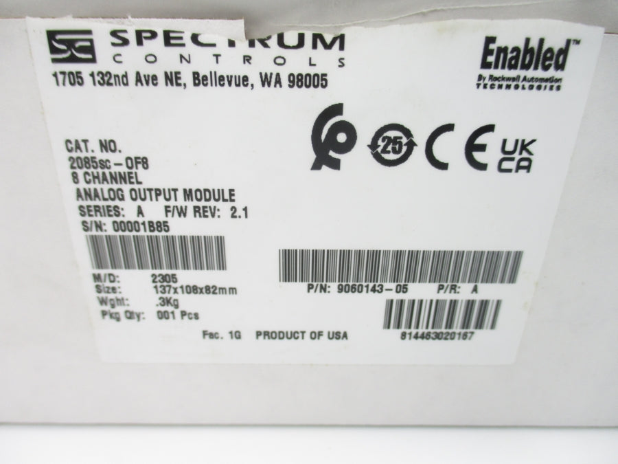 SPECTRUM CONTROLS 2085SC-OF8 9060143-05 SER. A F/W 2.1 NSMP