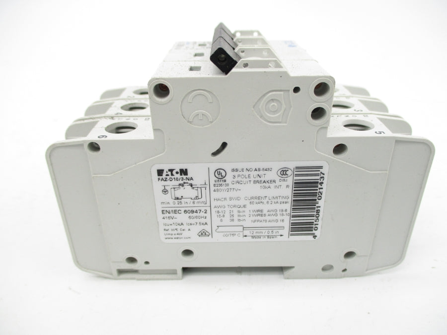 EATON FAZ-D10/3-NA 102267 277VAC 10A NSMP