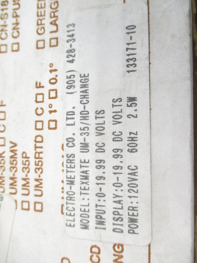 TEXMATE UM-35 0-19.99VDC NSMP