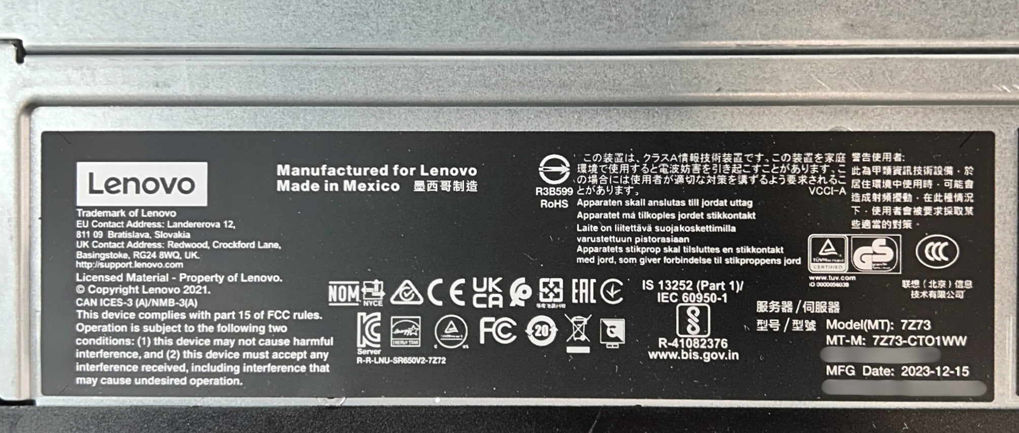 Lenovo 7Z73CTO1WW ThinkSystem SR650 V2 Server Configured to Order