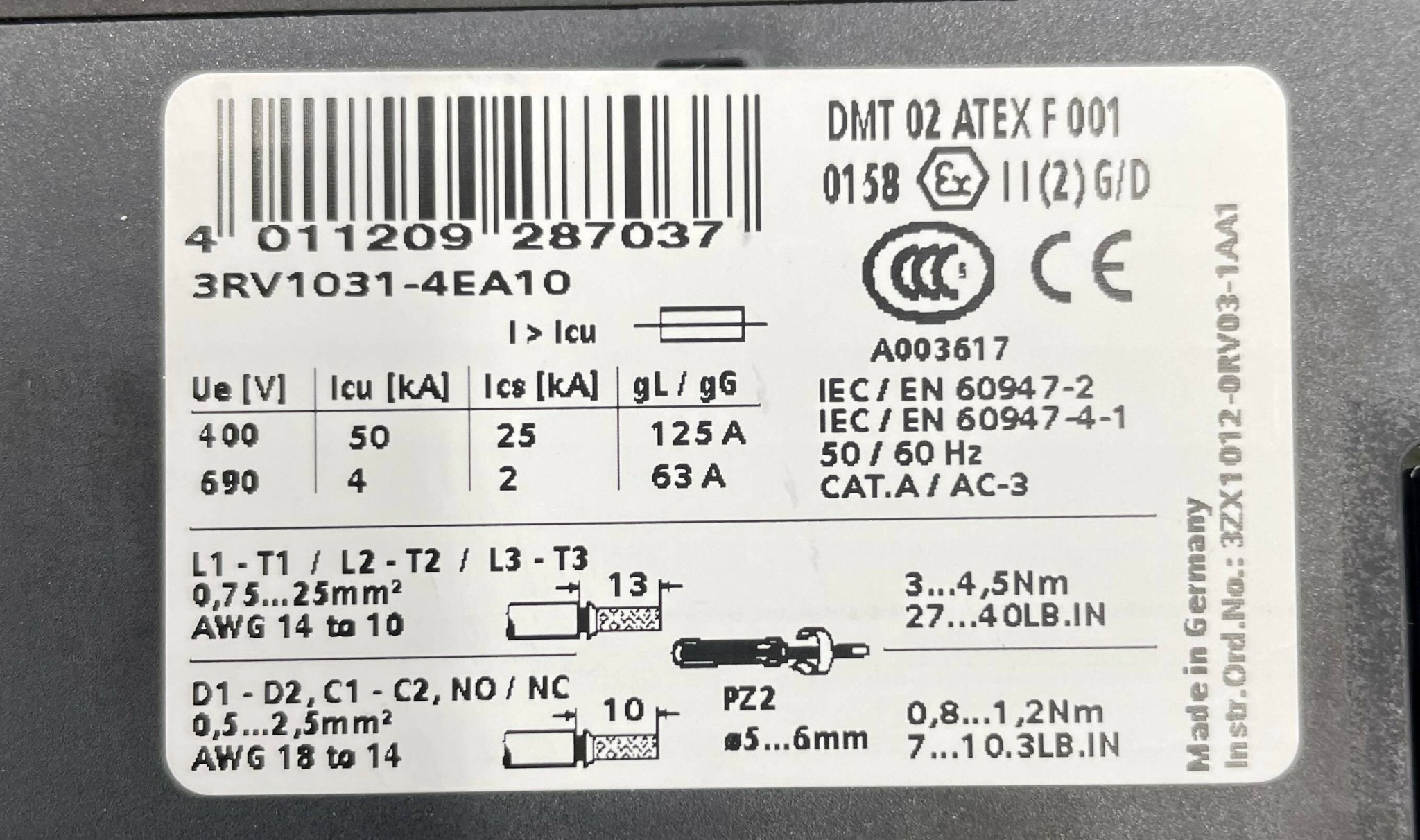 MOTOR OVERLOAD SW (3RV1031-4EA10/10161683 SIEMENS