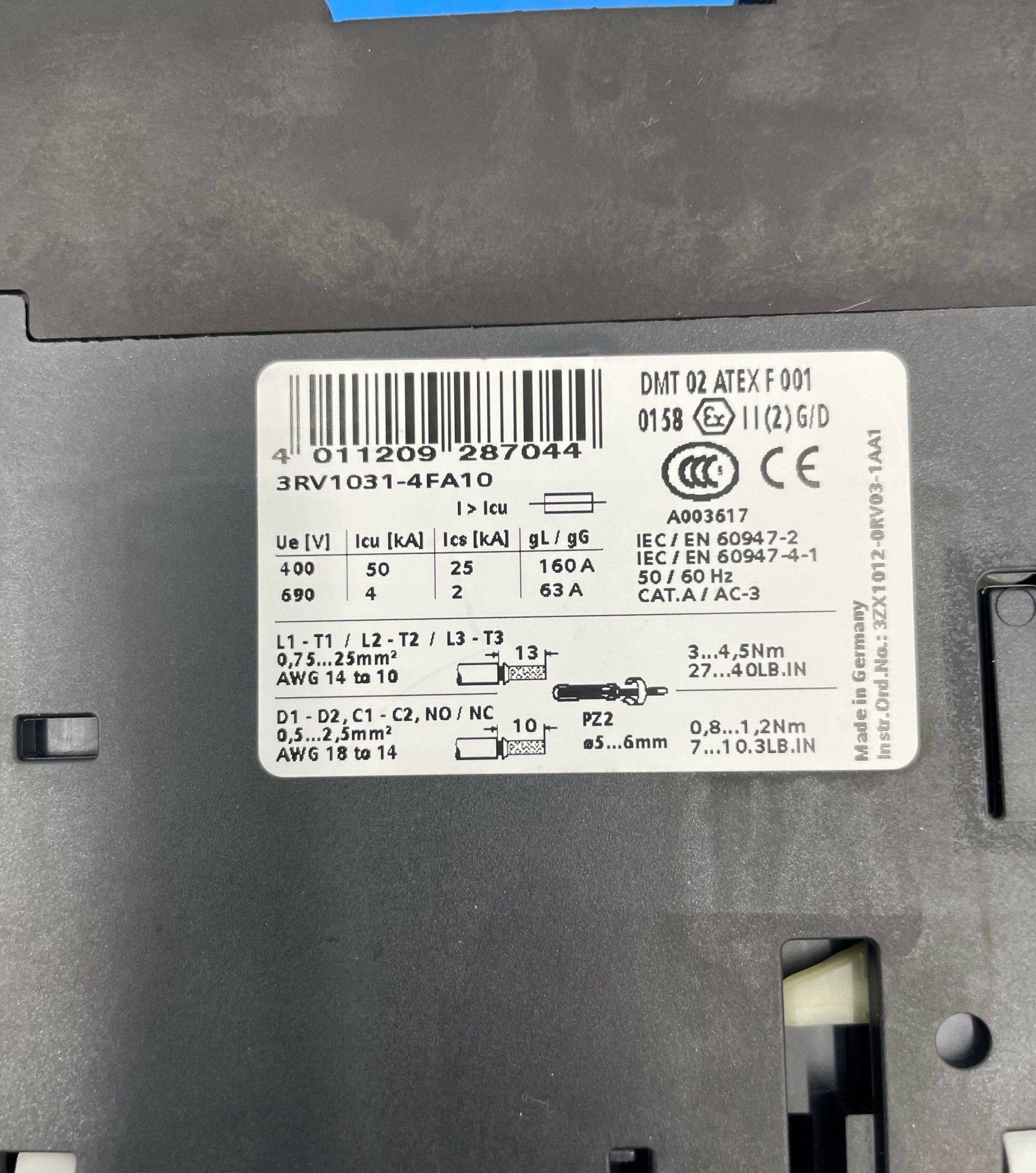 MOTOR OVERLOAD SW (3RV1031-4FA10/10161682 SIEMENS