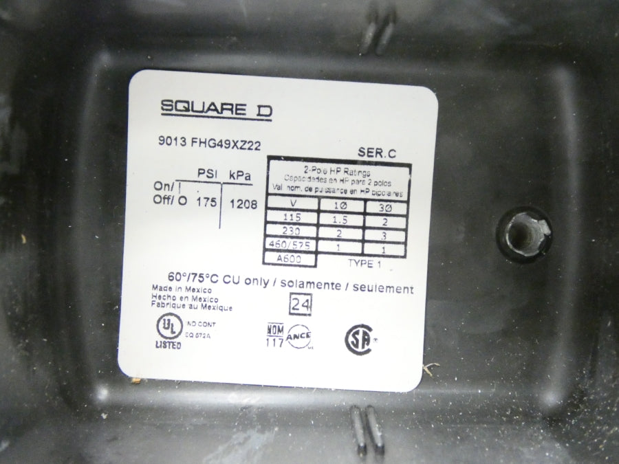 SQUARE D 9013FHG49XZ22 SER. C 460/575V 175PSI NSMP