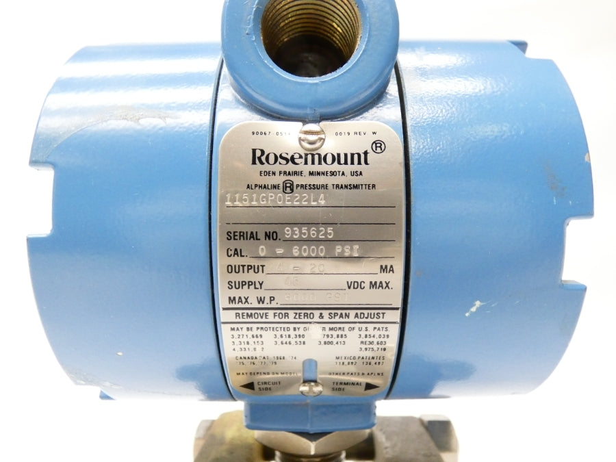 ROSEMOUNT 1151GP0E22L4 45VDC 0-6000PSI NSNP