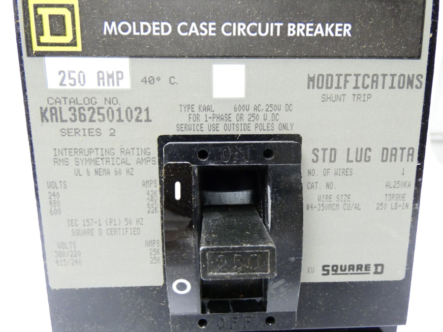 SQUARE D KAL362501021 SER. 2 600VAC 250A NSMP