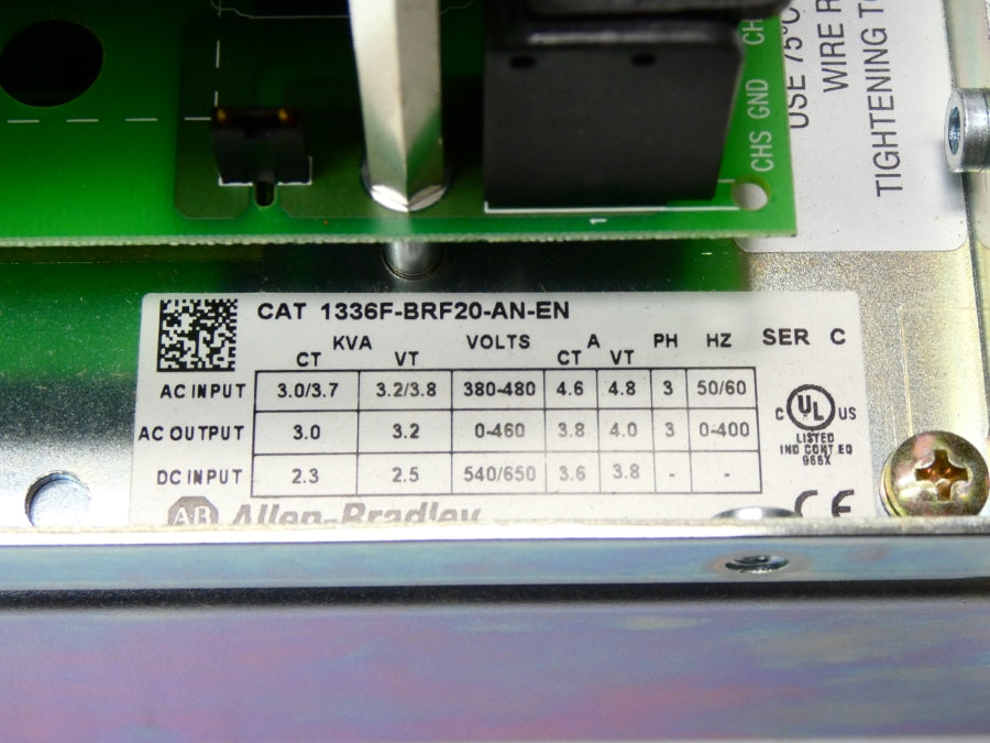 ALLEN BRADLEY 1336F-BRF20-AN-EN SER. C F/W 6.001 380-480VAC REMAN