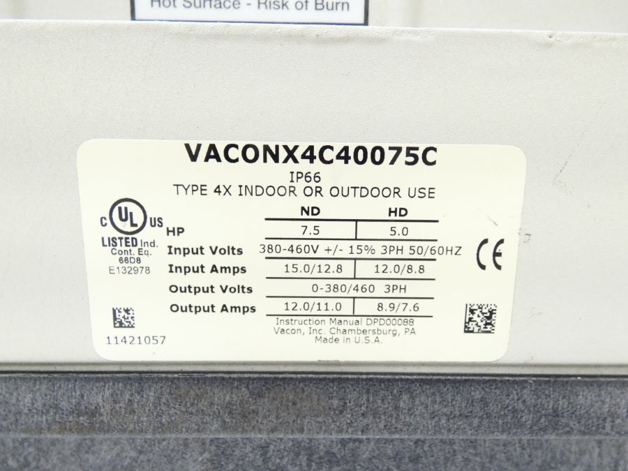 VACON X4C40075C 380-460V 12.8/15A (AS PICTURED) UNMP