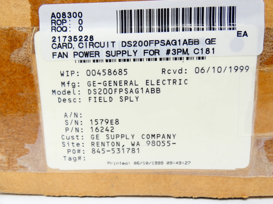 GENERAL ELECTRIC DS200FPSAG1ABB NSMP