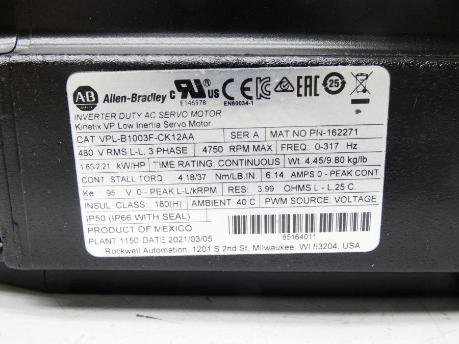 ALLEN BRADLEY VPLB1003FCK12AA SER. A 480V 6.14A NSMP