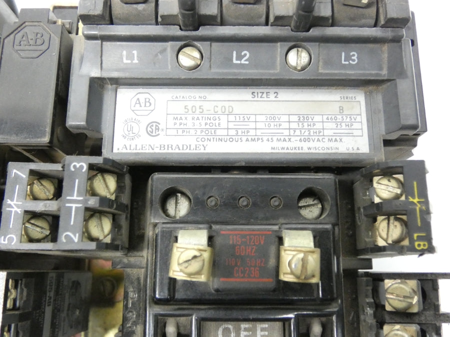ALLEN BRADLEY 509-COD SER. B 110/115-120V 45A (AS PICTURED) UNMP