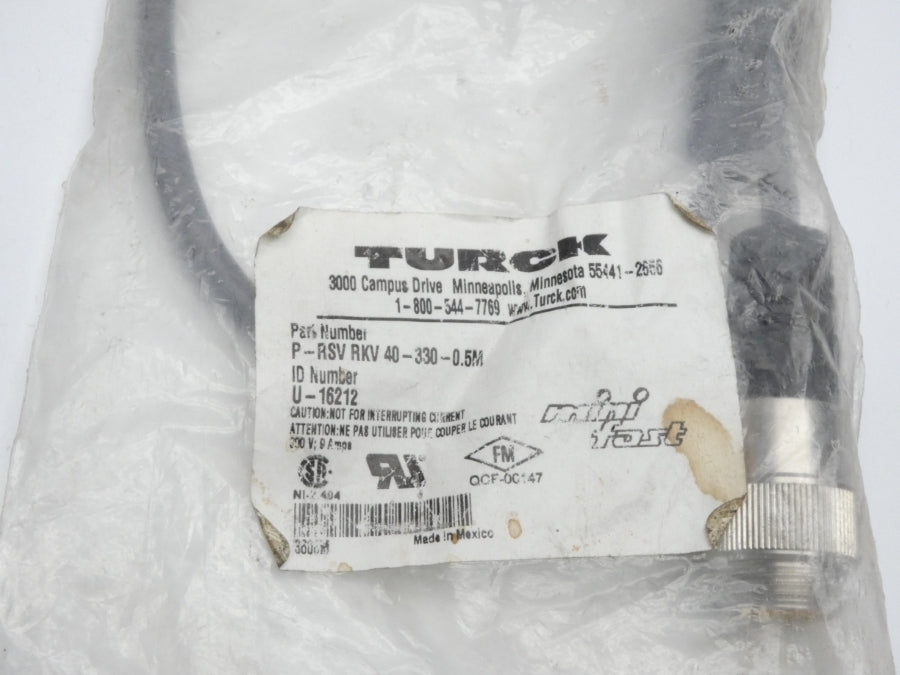 TURCK P-RSVRKV-40-330-0.5M U-16212 300V 9A NSMP