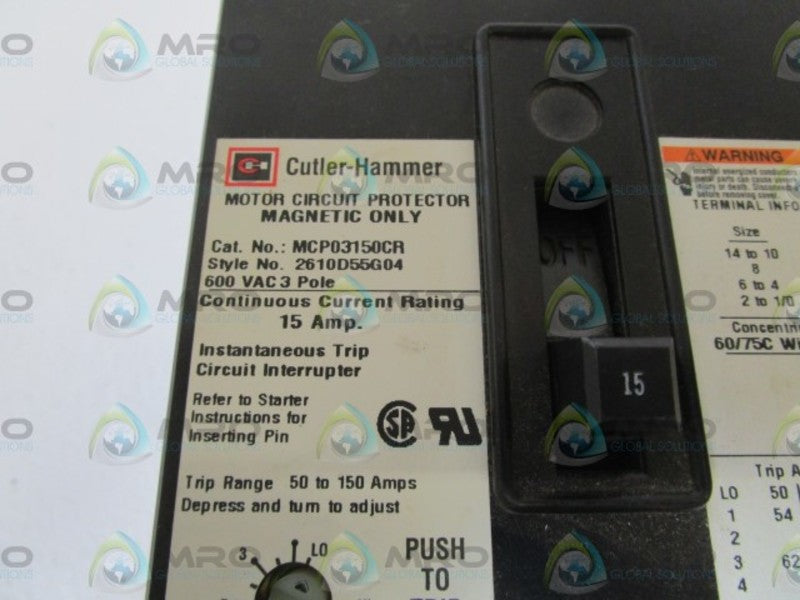 CUTLER HAMMER MCP03150CR 15A NSMP