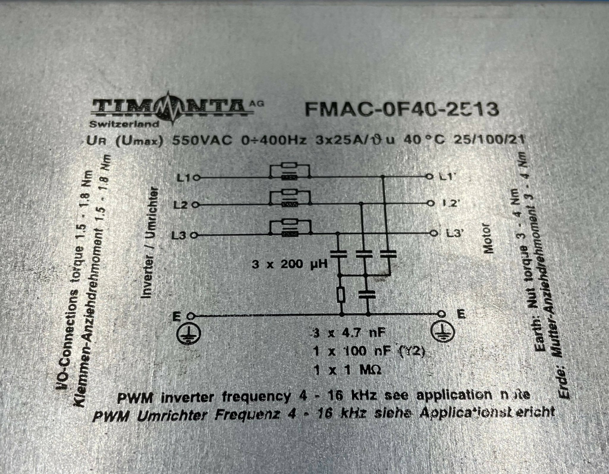 NOISE FILTER Z302 (03086824/FMAC-0F40-2513 Siemens