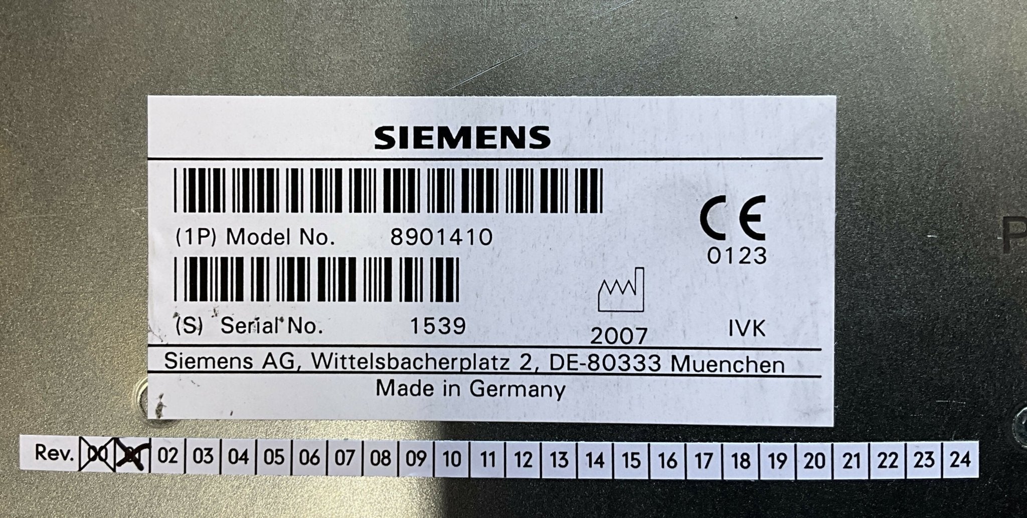 PANEL CONTROL RIGHT (8901410/08901410 REV-02/01 SIEMENS