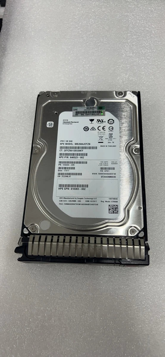 NEW HPE 819078-001 2TB 7.2K SAS 3.5" 12Gbps HDD 818365-B21 Hard Drive